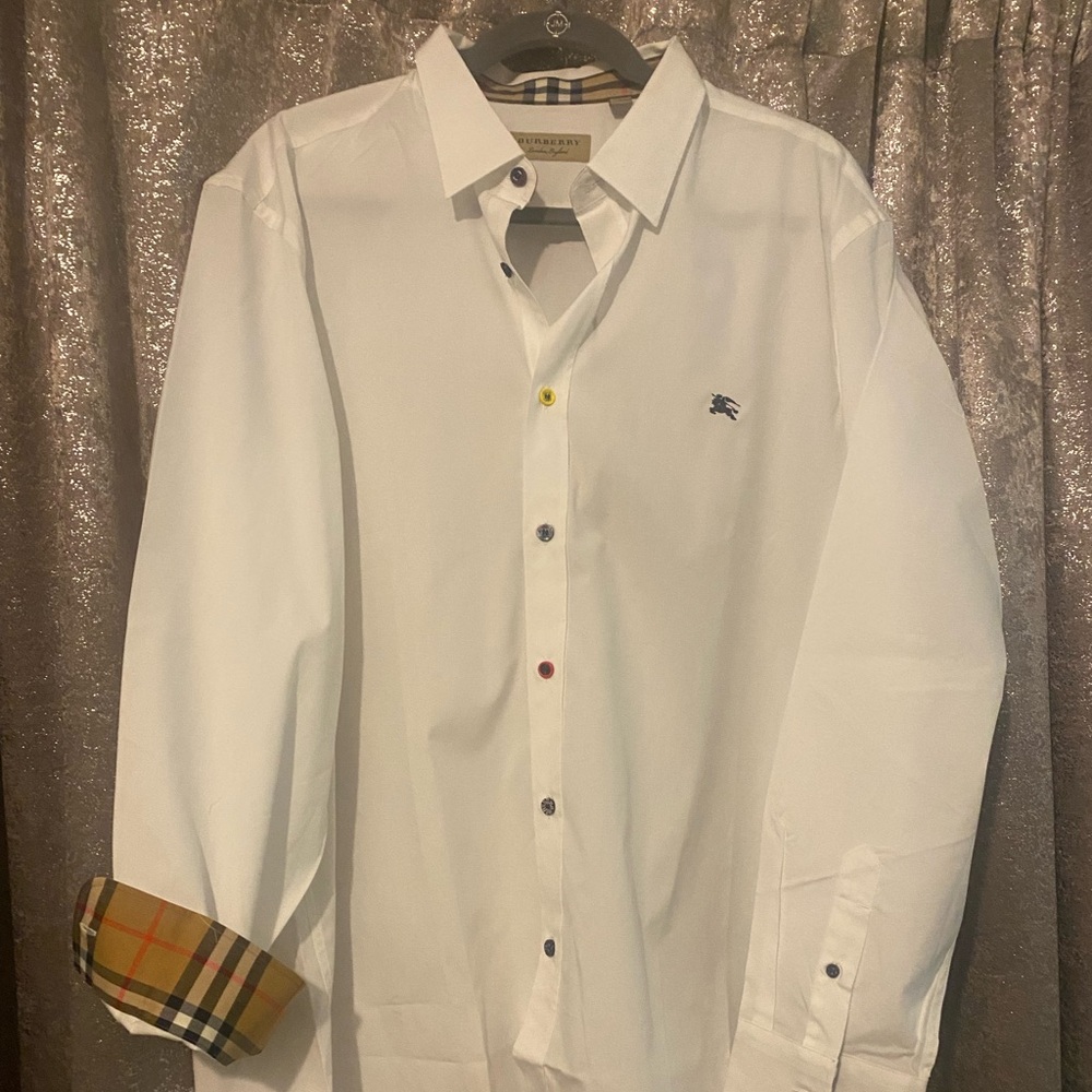 Burberry Men’s White long sleeve button down XXXL